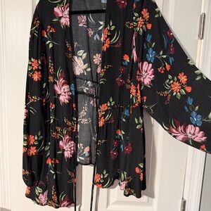 Torrid Black Floral Long Sleeve Top